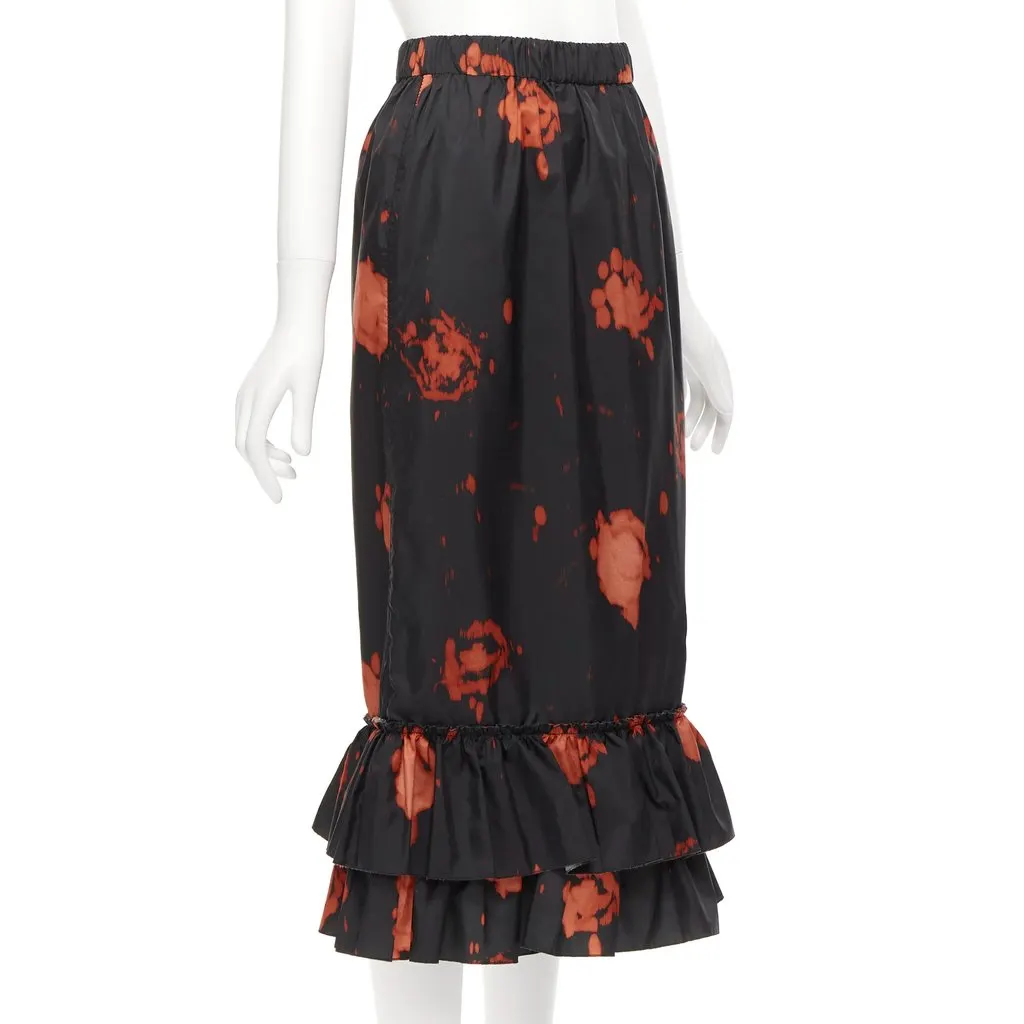 Marni Splatter Ruffle Skirt Black Polyester Never worn - Inside View