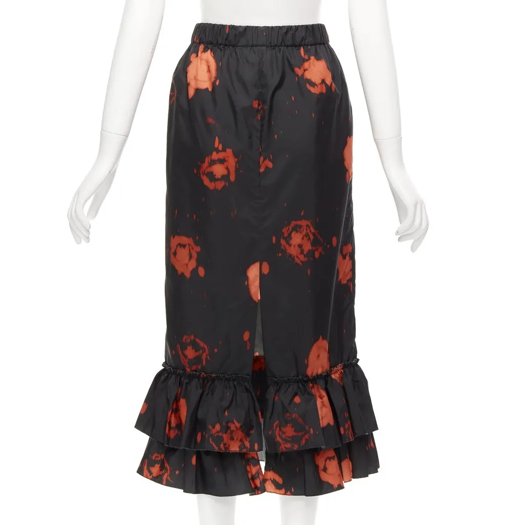 Marni Splatter Ruffle Skirt Black Polyester Never worn - Box View