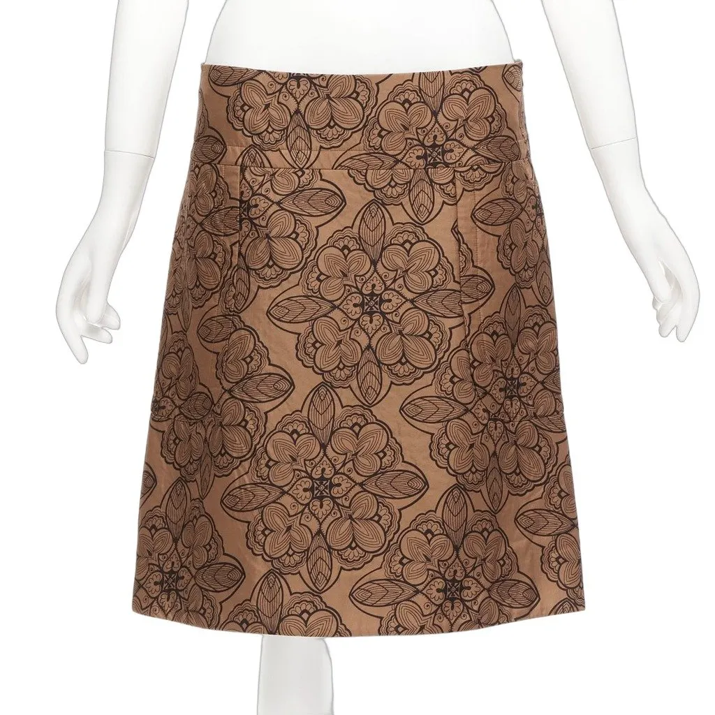 Marni Floral Jersey Skirt Brown Cotton Never worn - Front View