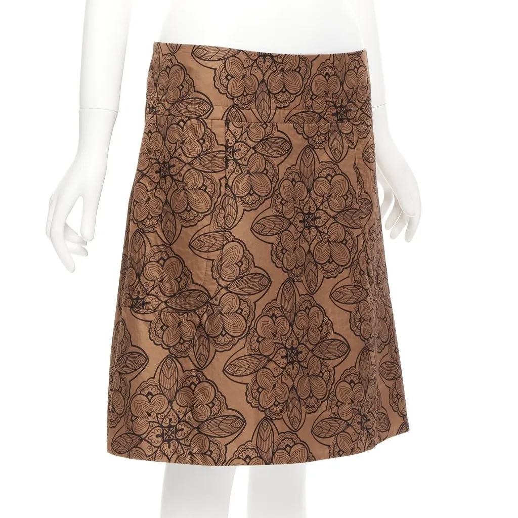 Marni Floral Jersey Skirt Brown Cotton Never worn - Inside View