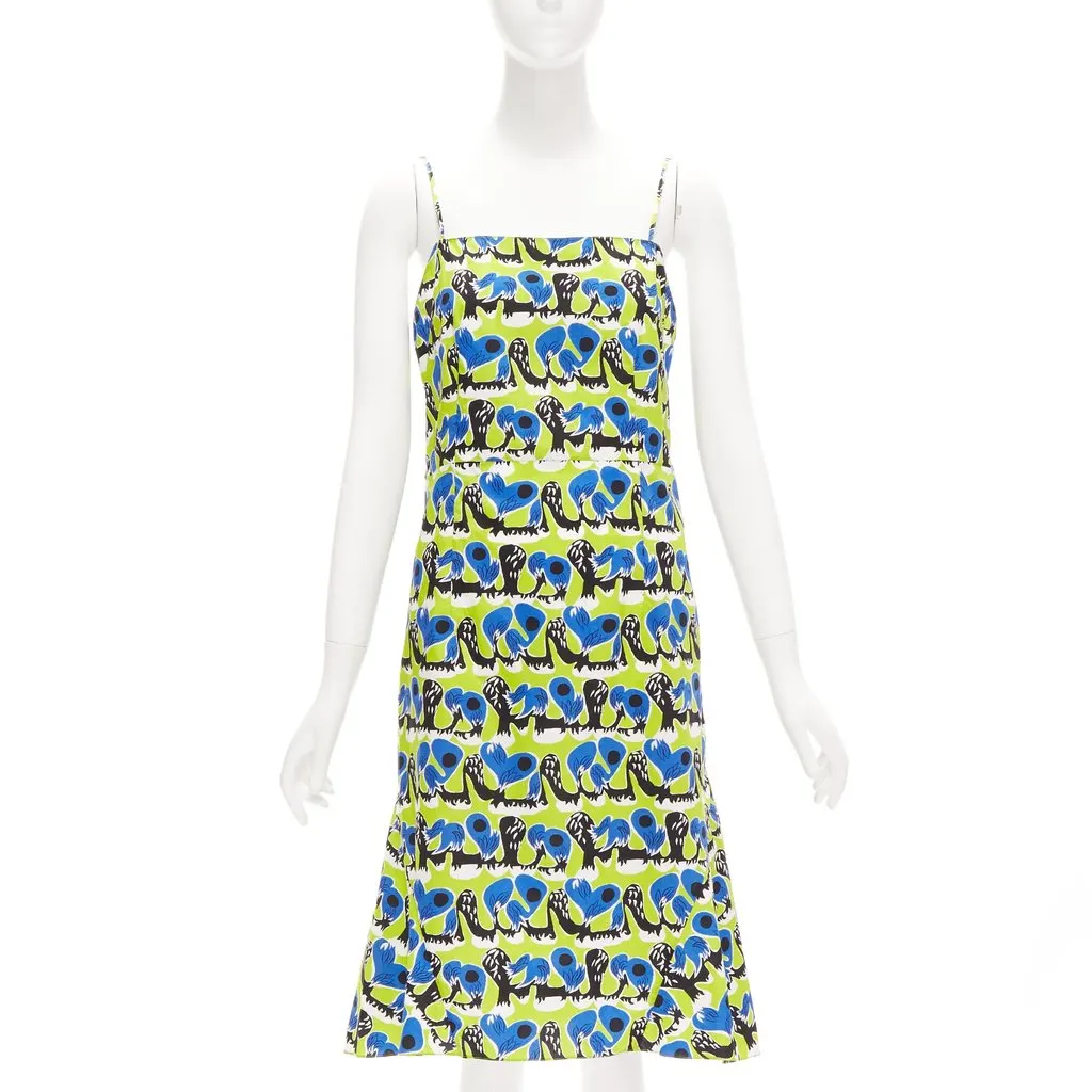 Marni Geometric Summer Dress Green Cotton Good - Front View