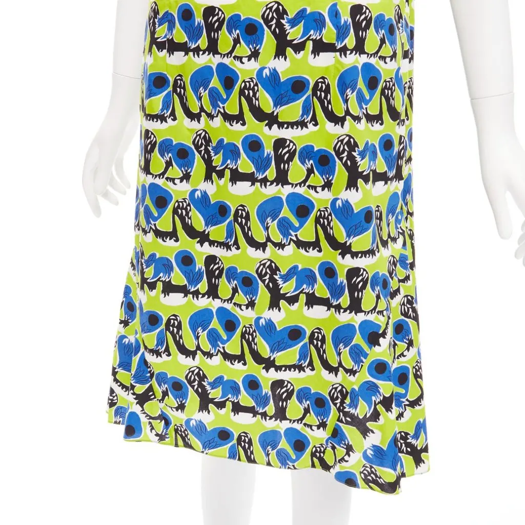 Marni Geometric Summer Dress Green Cotton Good - Back View
