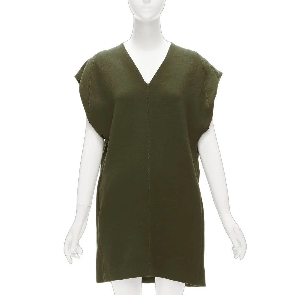 Marni Olive Mini Dress Khaki Wool Very good - Front View