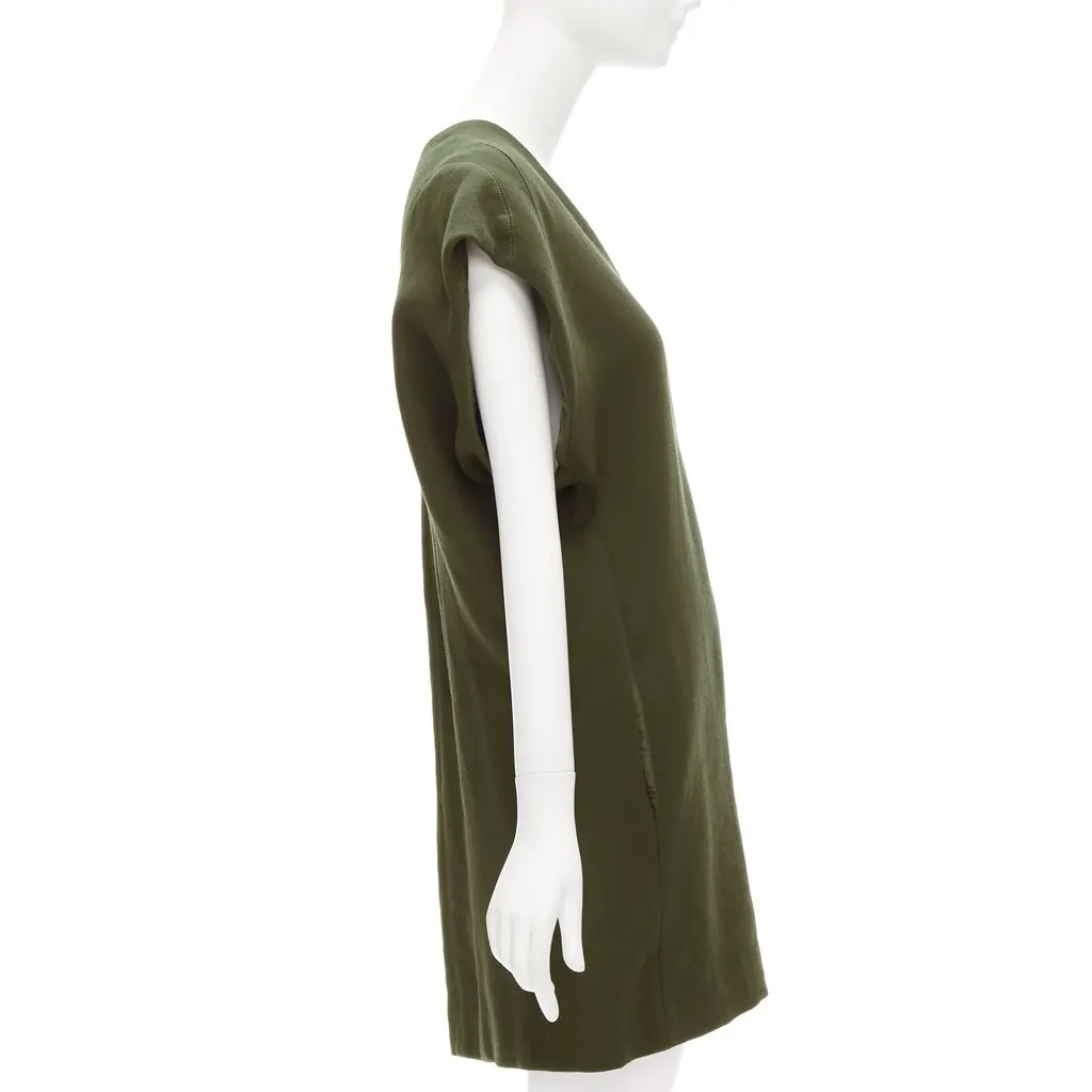 Marni Olive Mini Dress Khaki Wool Very good - Model View