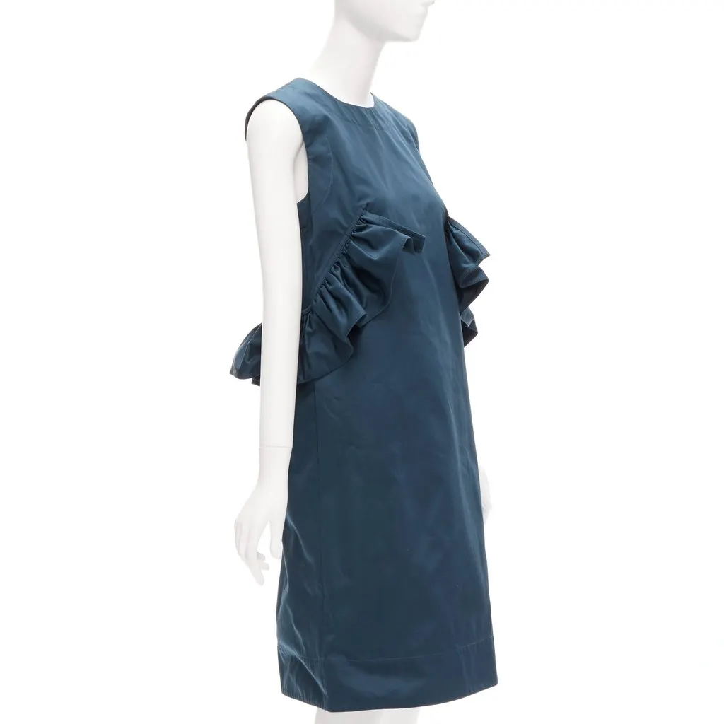Marni Ruffle Cocktail Dress Green Cotton Very good - Front View
