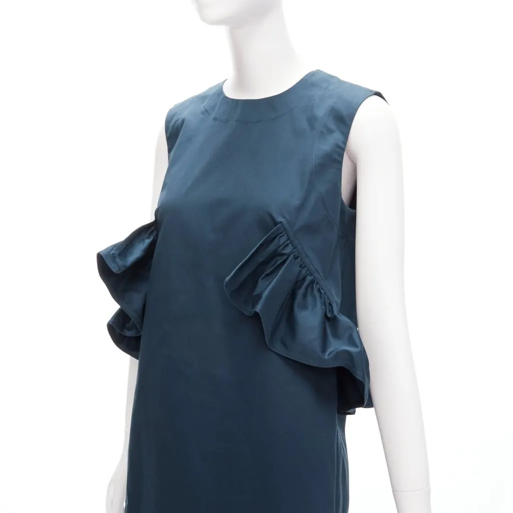 Marni Ruffle Cocktail Dress Green Cotton Very good - Back View