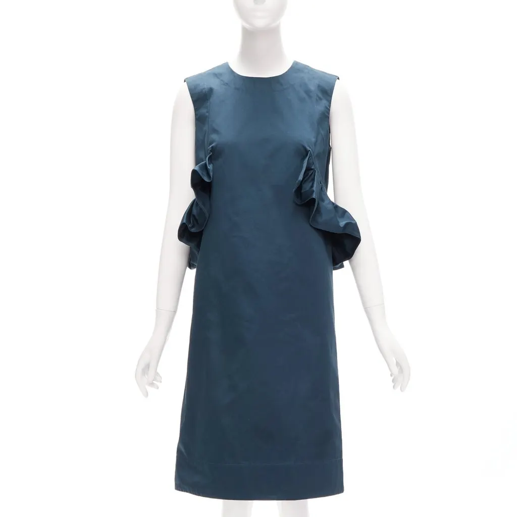 Marni Ruffle Cocktail Dress Green Cotton Very good - Inside View