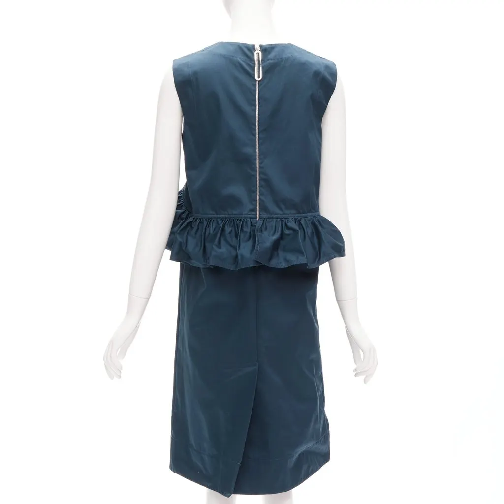 Marni Ruffle Cocktail Dress Green Cotton Very good - Box View