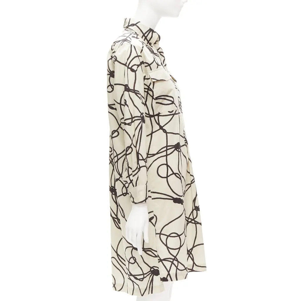 Dries Van Noten Rope Print Shirt Dress Beige Cotton Never worn - Model View