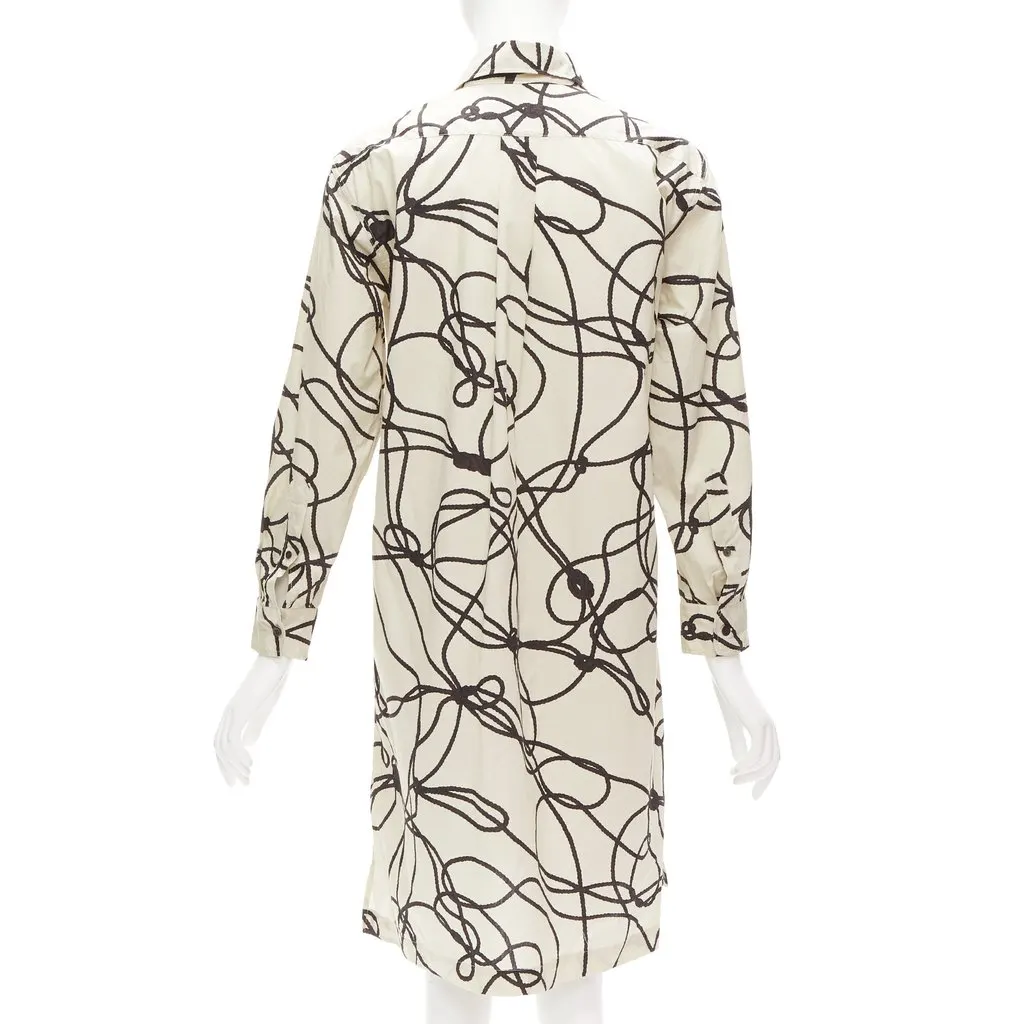 Dries Van Noten Rope Print Shirt Dress Beige Cotton Never worn - Box View