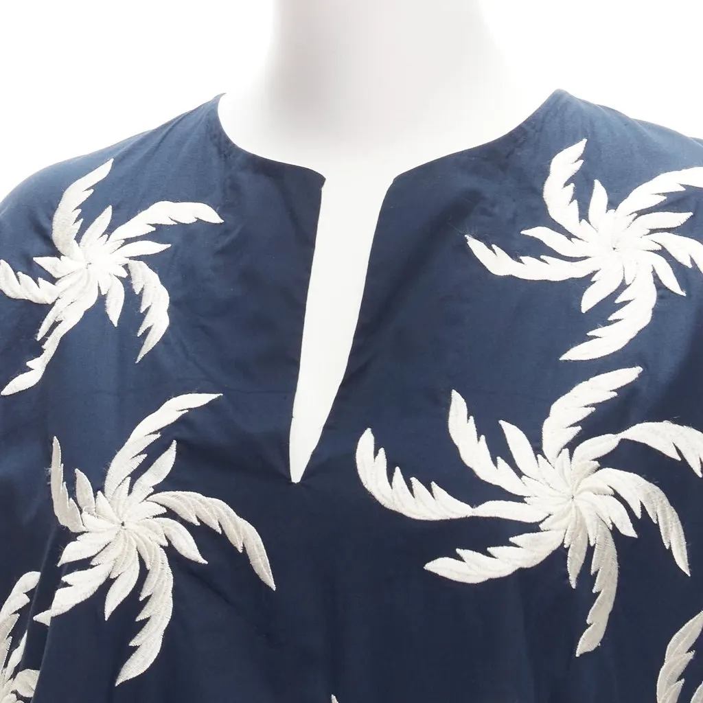 Dries Van Noten Floral Boxy Dress Navy Cotton Never worn - Back View