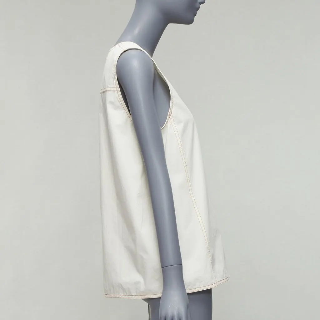 Marni Scoop Utility Vest Ecru Cotton Good - Model View