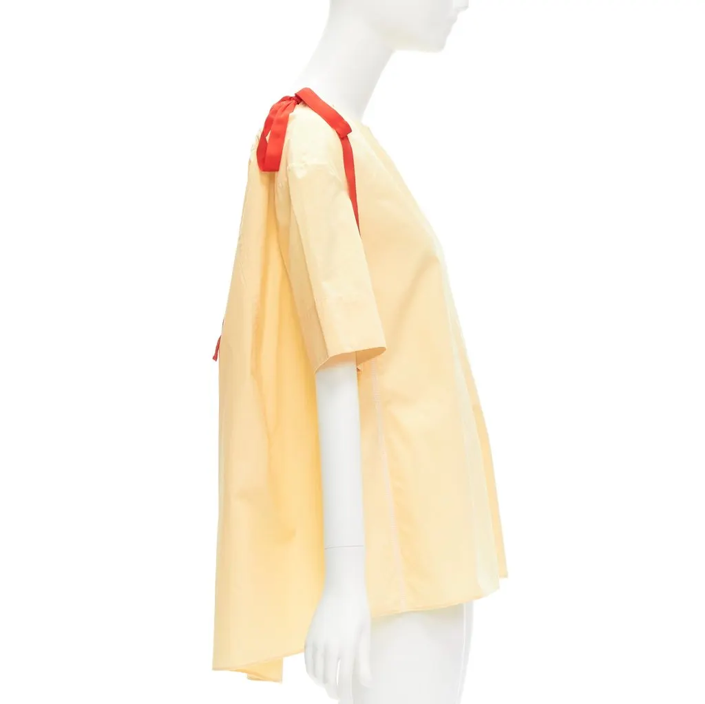Marni Drawstring Trapeze Top Yellow Cotton Never worn - Model View