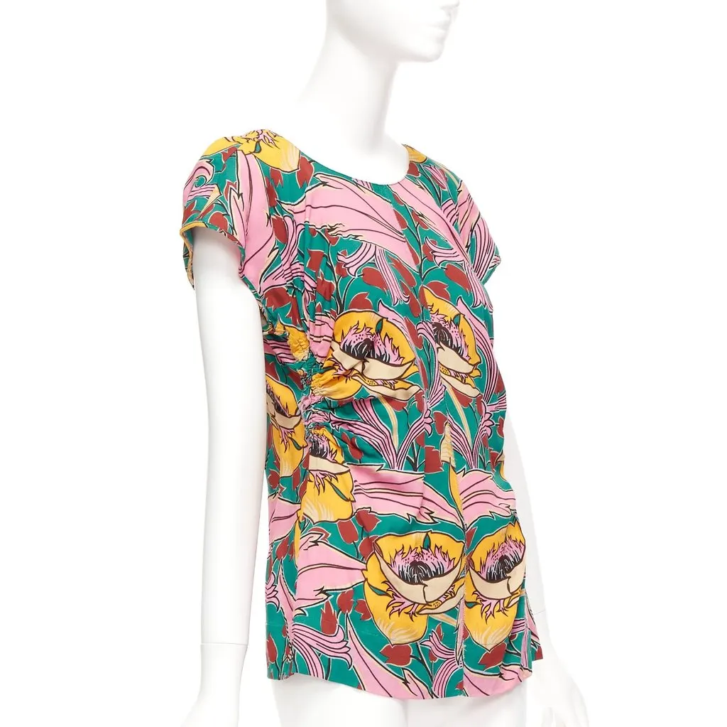 Marni Floral Gathered Top MultiColor Viscose Never worn - Inside View