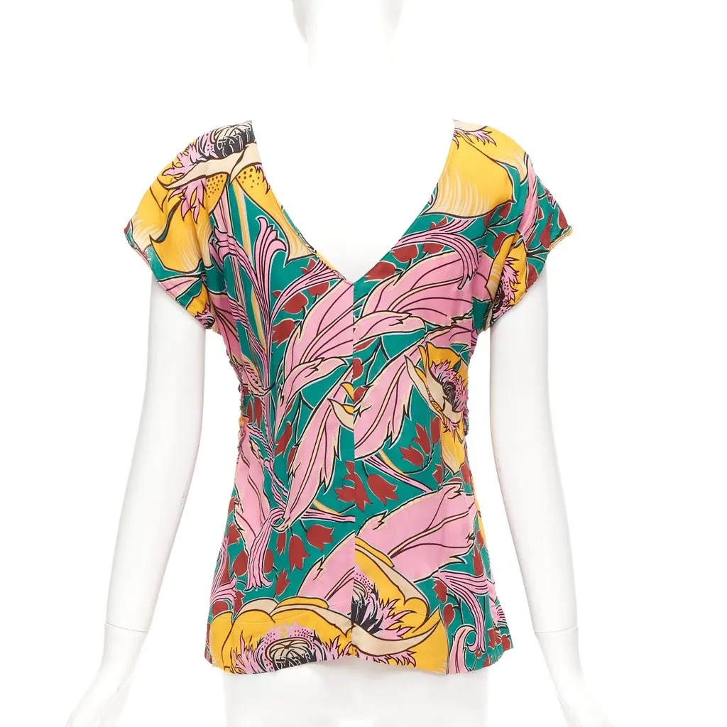 Marni Floral Gathered Top MultiColor Viscose Never worn - Box View