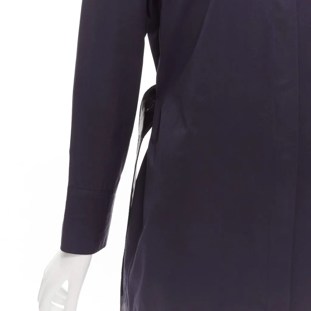 Marni Asymmetric Belted Shirt Navy Cotton Very good - Back View