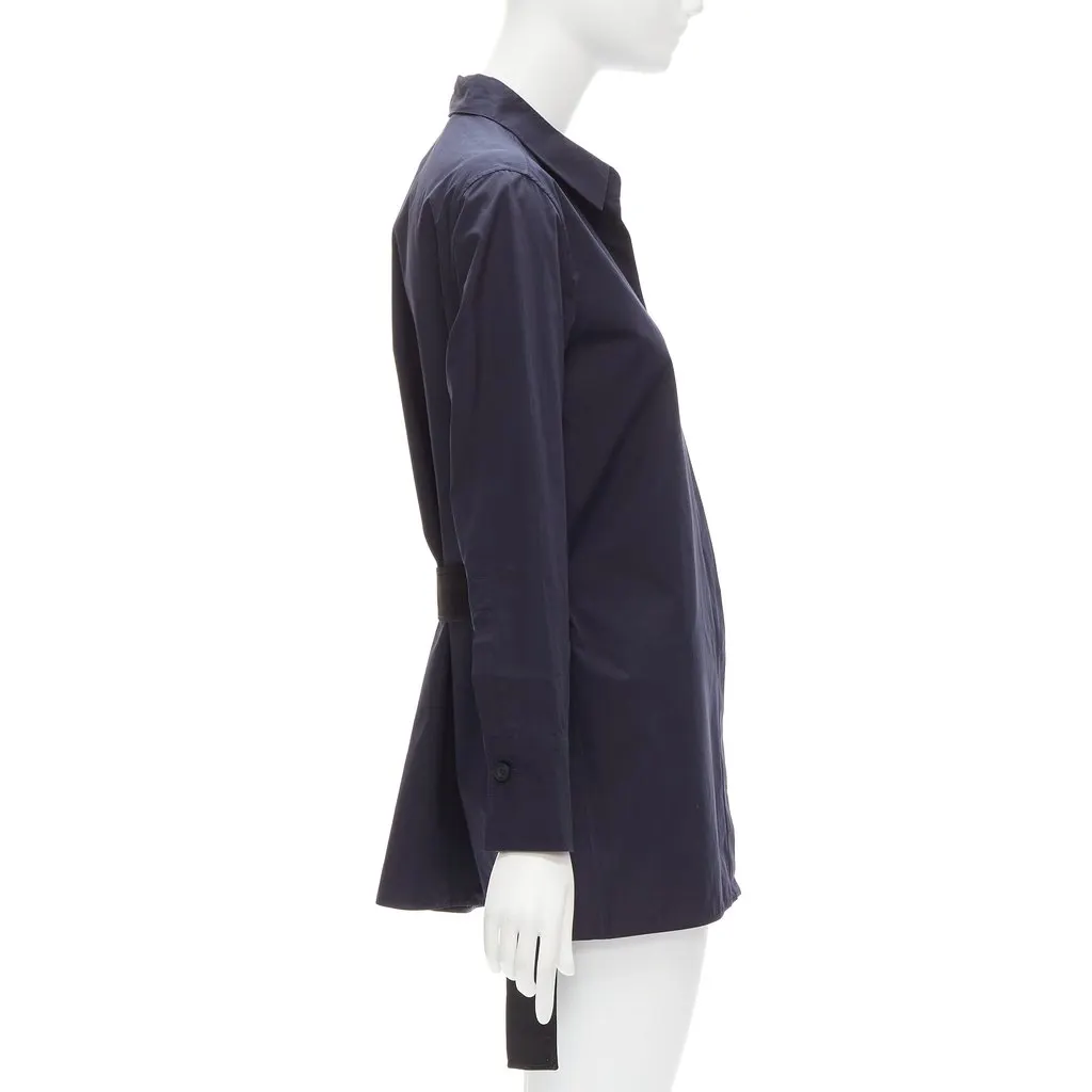Marni Asymmetric Belted Shirt Navy Cotton Very good - Box View