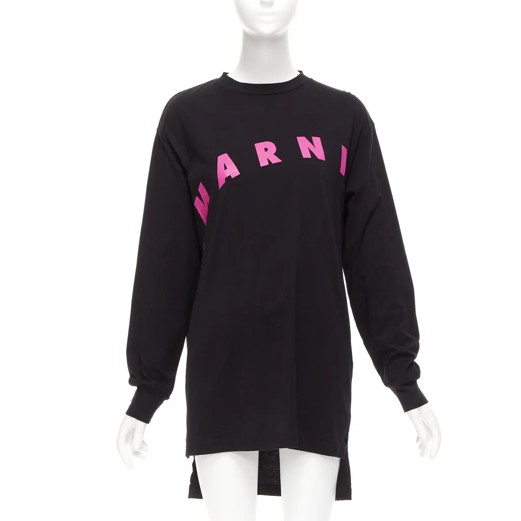 Marni Logo Sweater Dress Black Cotton Very good - Front View