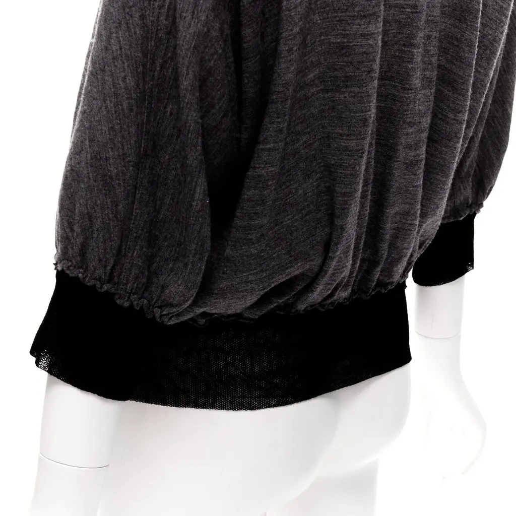 Lanvin Mesh Trim Sweater Black Wool Very good - Back View