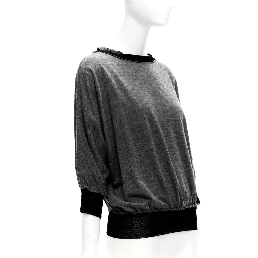 Lanvin Mesh Trim Sweater Black Wool Very good - Inside View
