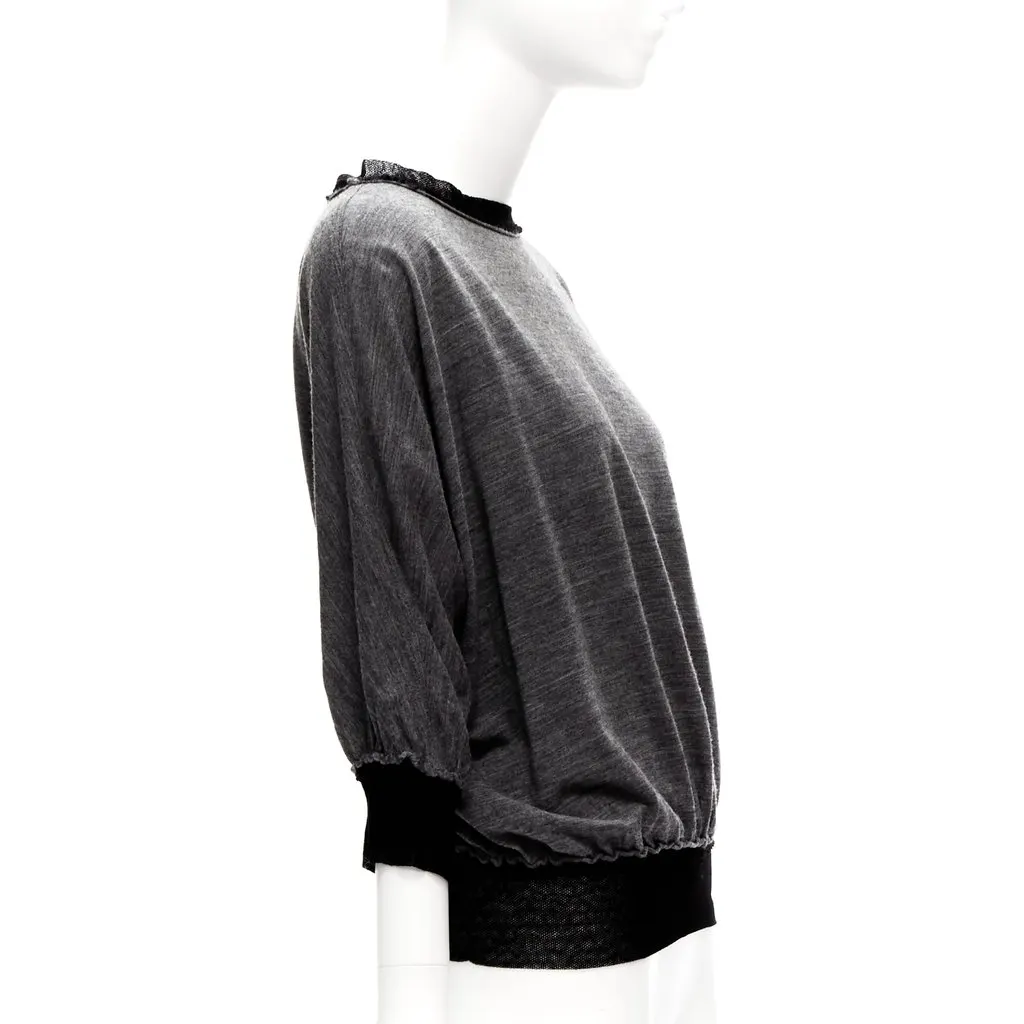 Lanvin Mesh Trim Sweater Black Wool Very good - Model View