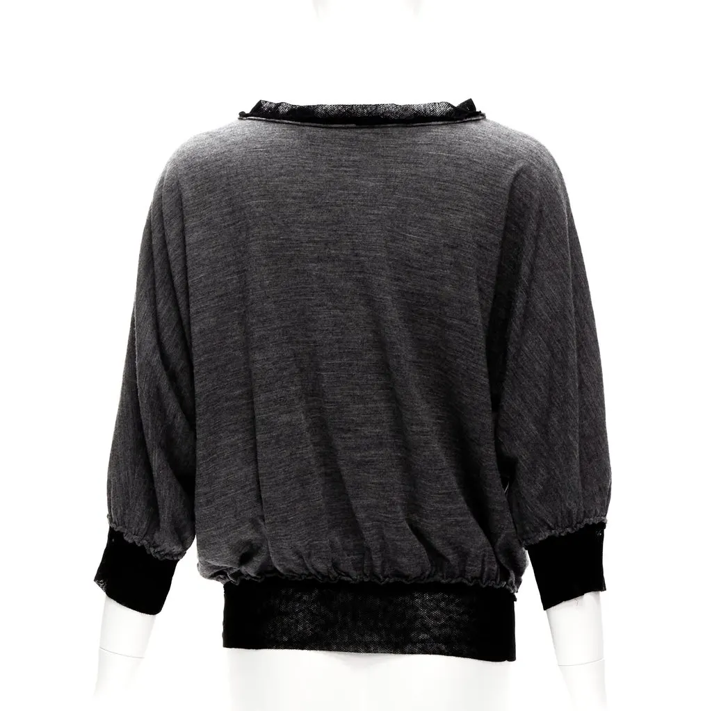 Lanvin Mesh Trim Sweater Black Wool Very good - Box View