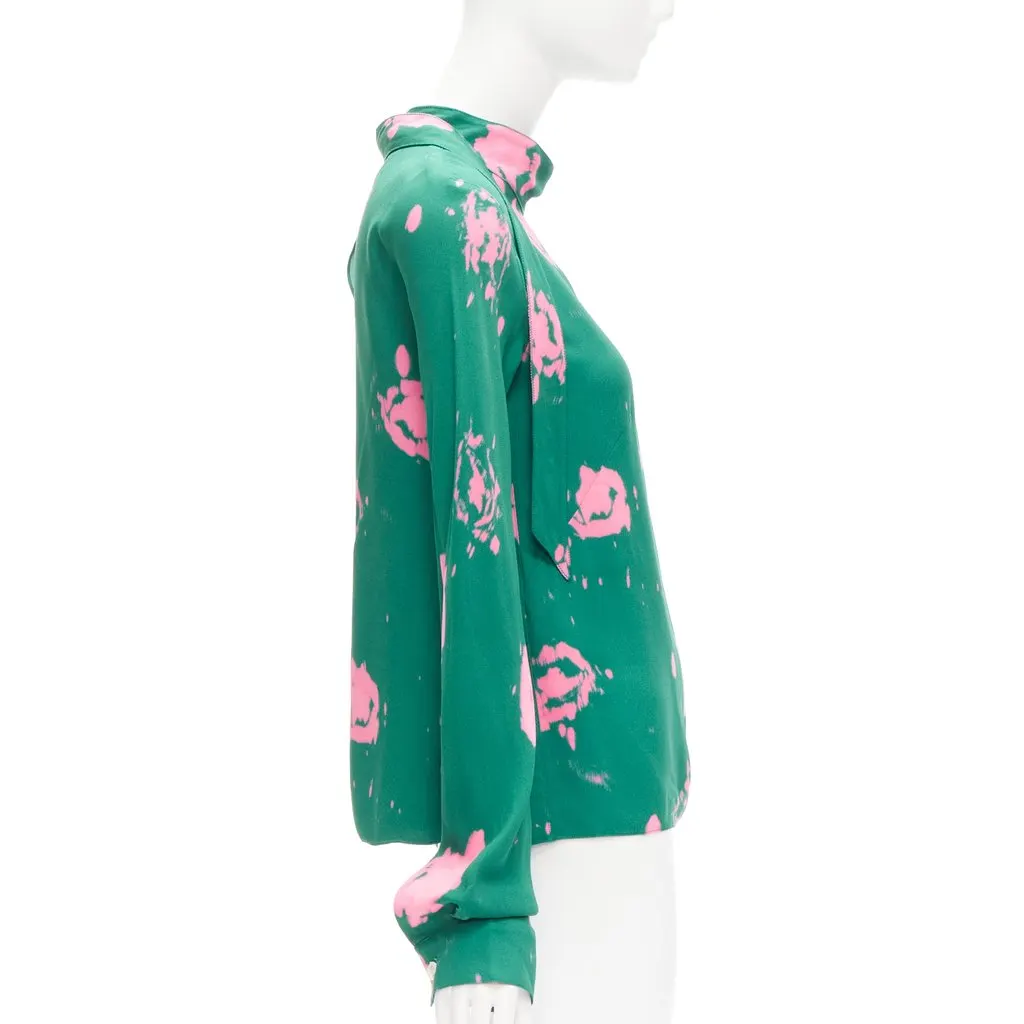 Marni Splatter Tie Blouse Green Never worn - Model View
