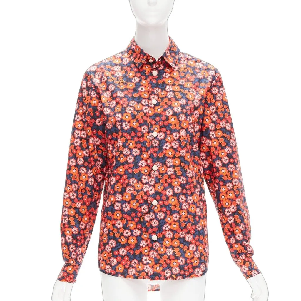 Marni Floral Sleeve Shirt Blue Cotton Never worn - Front View