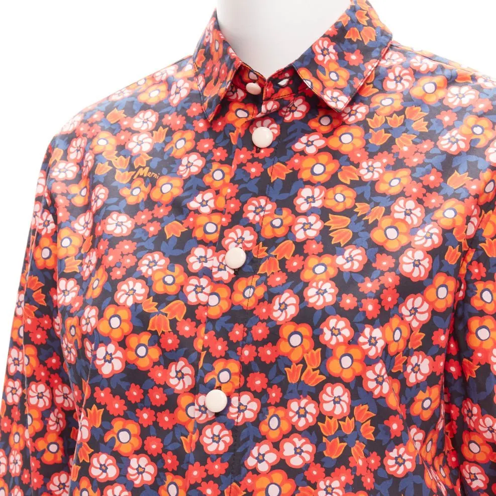 Marni Floral Sleeve Shirt Blue Cotton Never worn - Back View