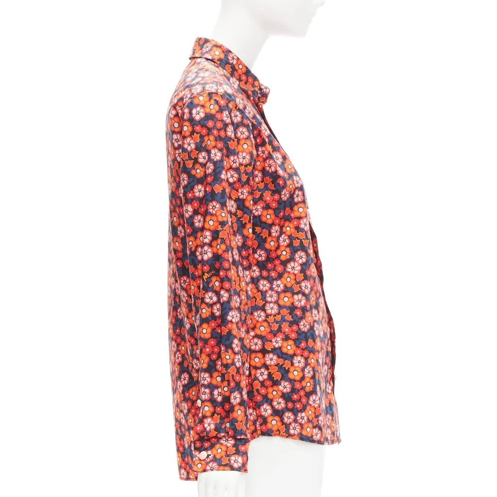 Marni Floral Sleeve Shirt Blue Cotton Never worn - Model View