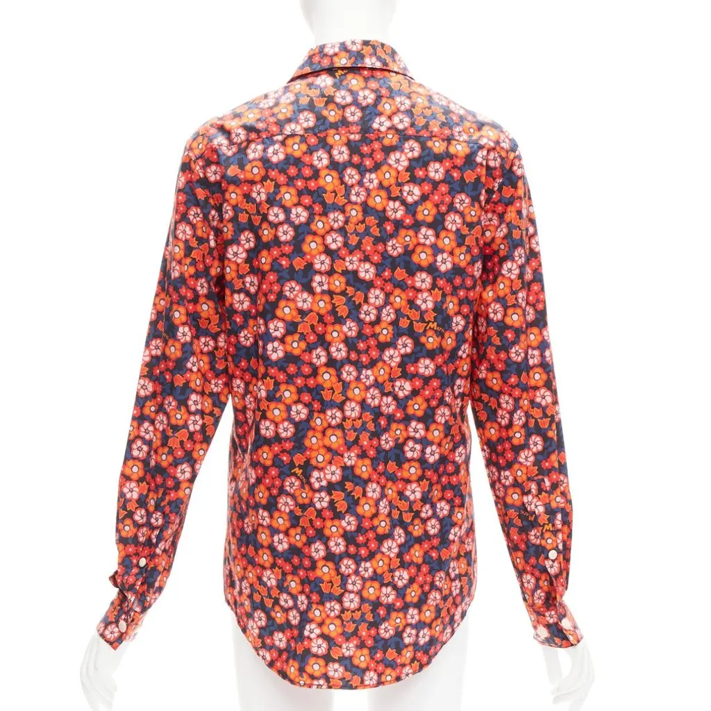 Marni Floral Sleeve Shirt Blue Cotton Never worn - Box View