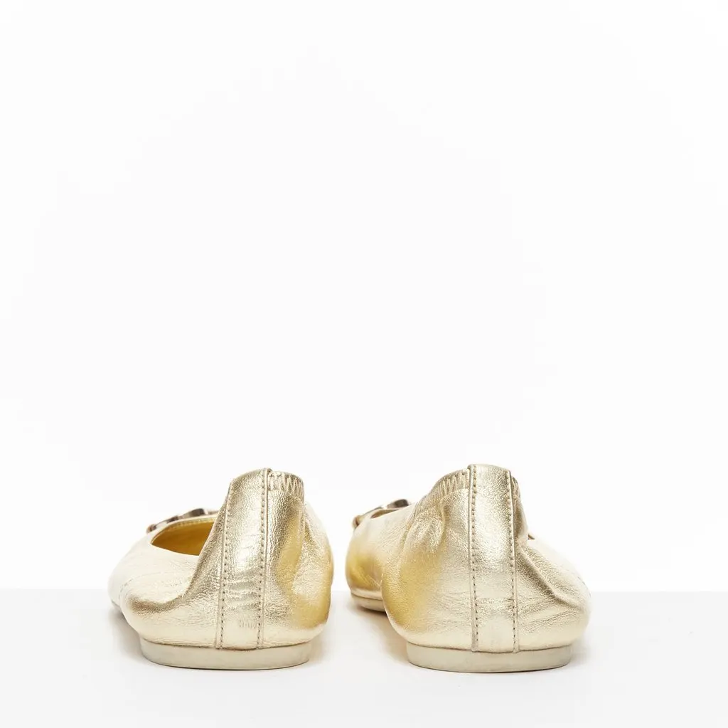 Gucci Quilted Loafer Flats Gold Leather Good - Box View