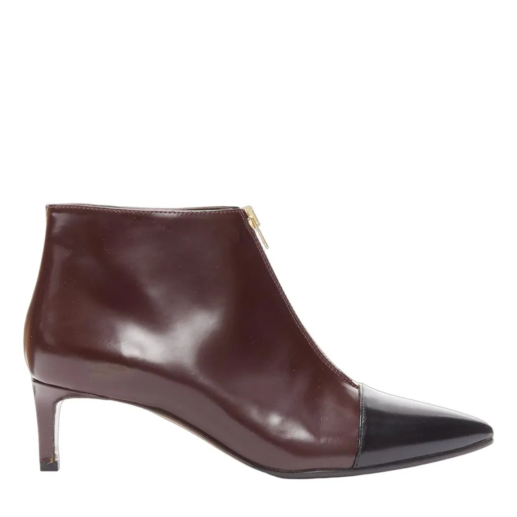 Marni Toe Cap Zip Bootie Brown Leather Very good - Front View