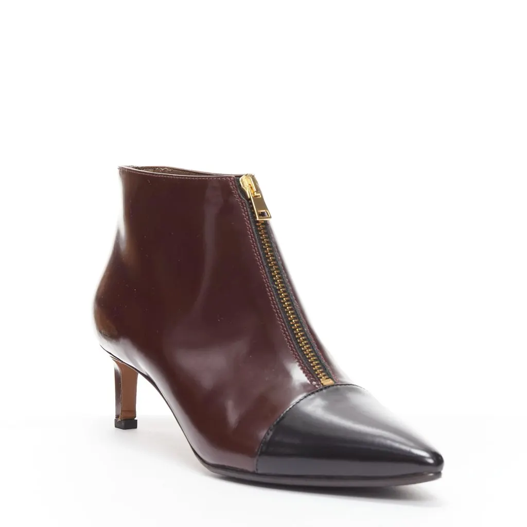 Marni Toe Cap Zip Bootie Brown Leather Very good - Back View