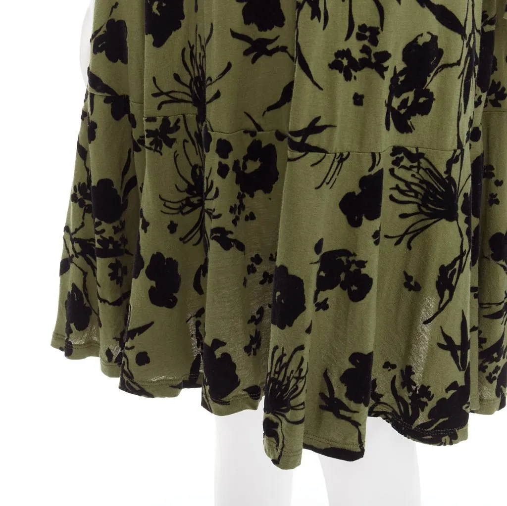 Dries Van Noten Floral Flutter Dress Green Cotton Very good - Back View