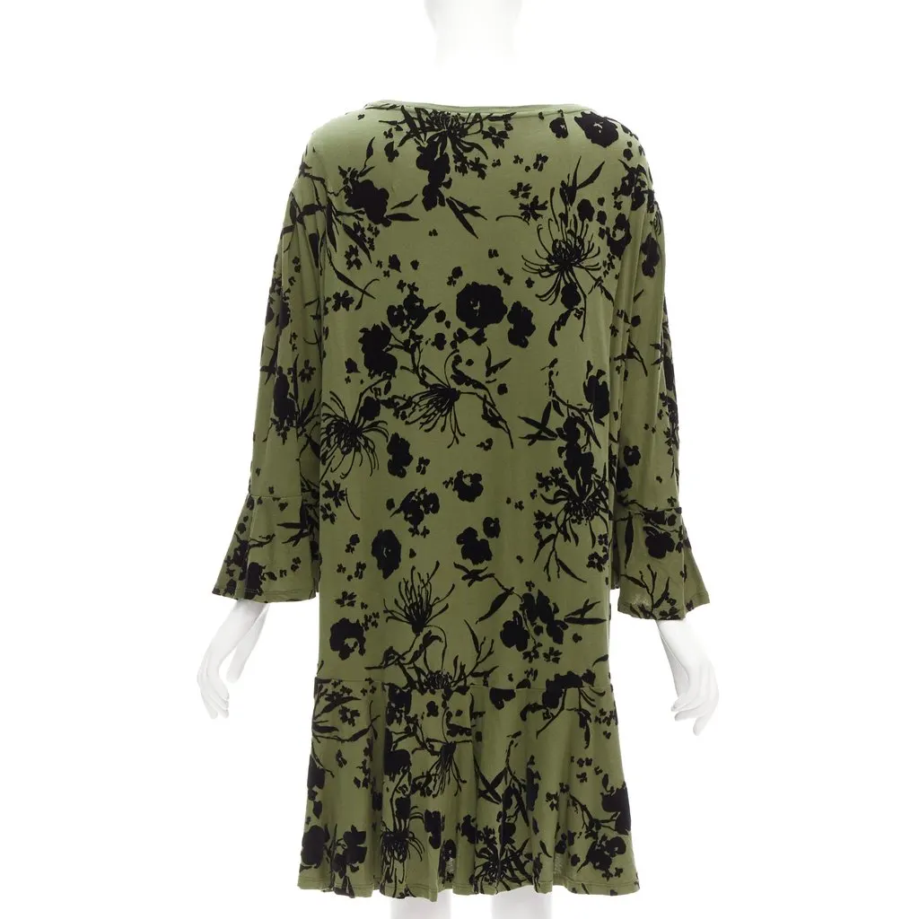 Dries Van Noten Floral Flutter Dress Green Cotton Very good - Box View