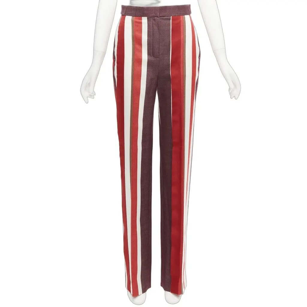 Frenken Stripe Wide Pants Red Cotton Never worn - Front View