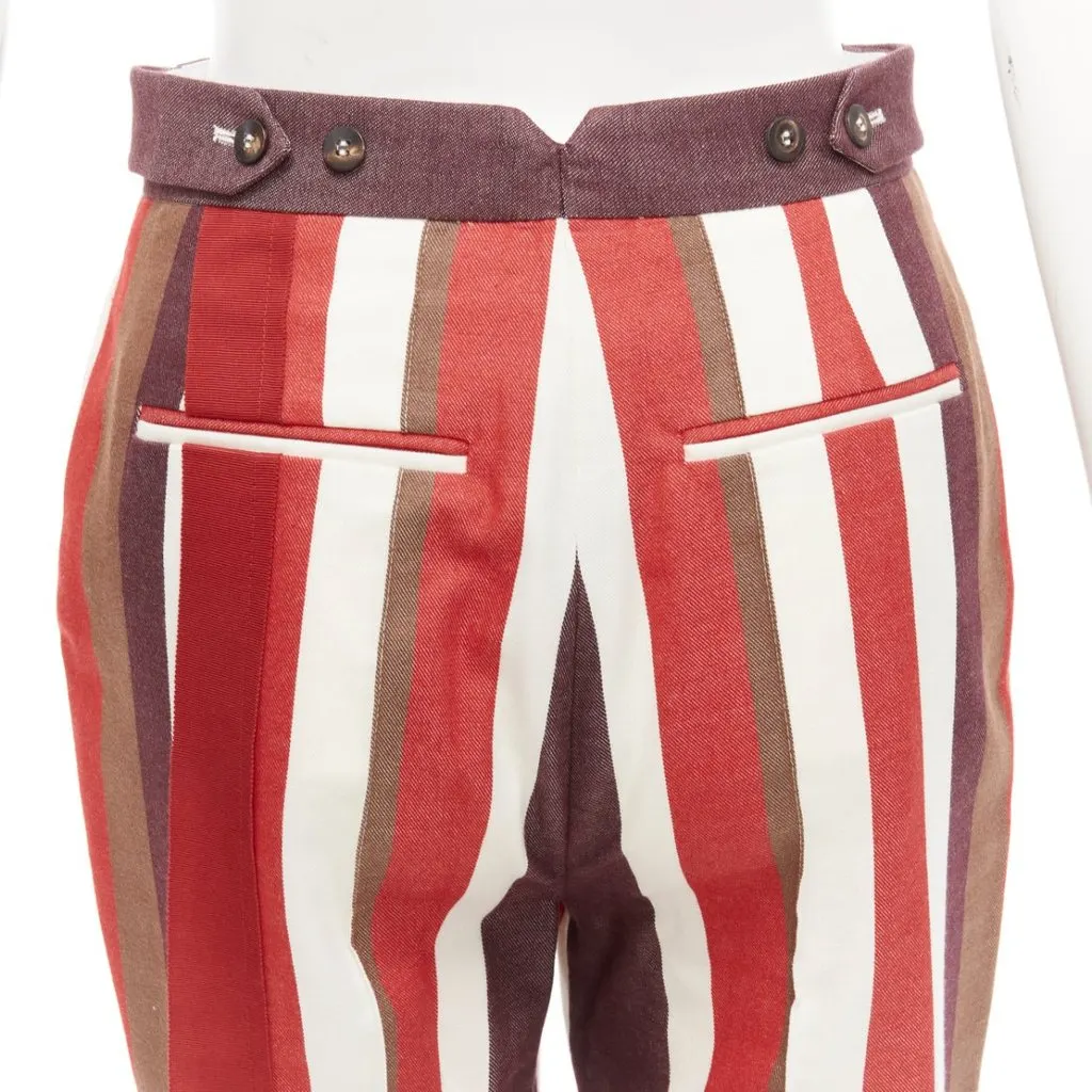 Frenken Stripe Wide Pants Red Cotton Never worn - Back View