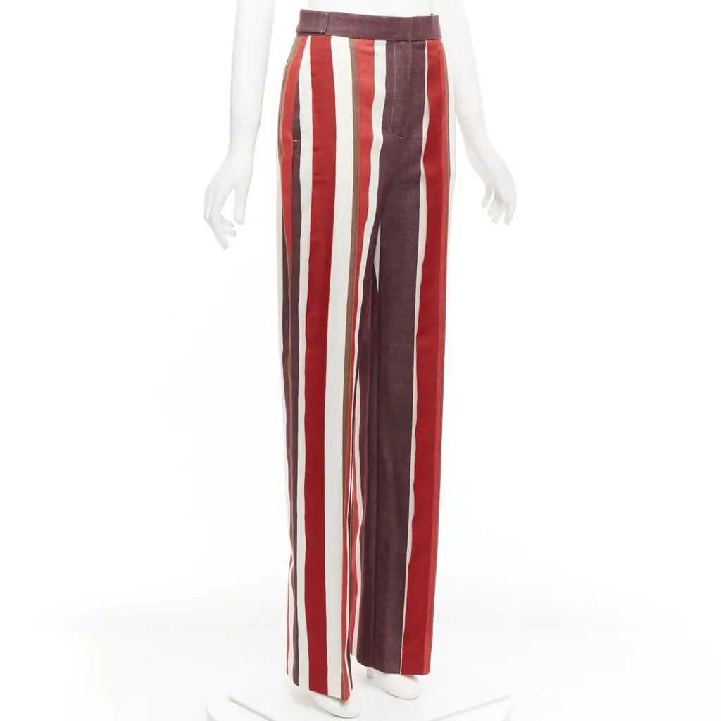 Frenken Stripe Wide Pants Red Cotton Never worn - Inside View