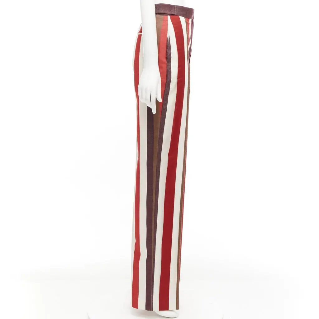 Frenken Stripe Wide Pants Red Cotton Never worn - Model View