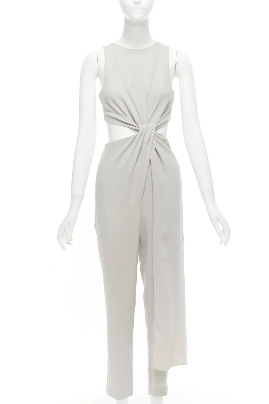 Halston Heritage Grey Drape Jumpsuit Grey Polyester Very good - Front View