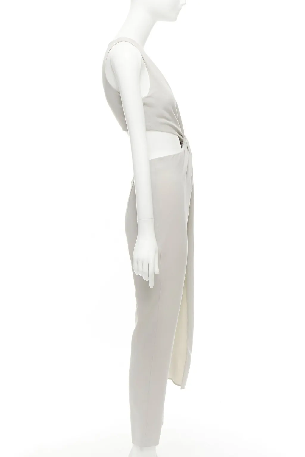 Halston Heritage Grey Drape Jumpsuit Grey Polyester Very good - Model View