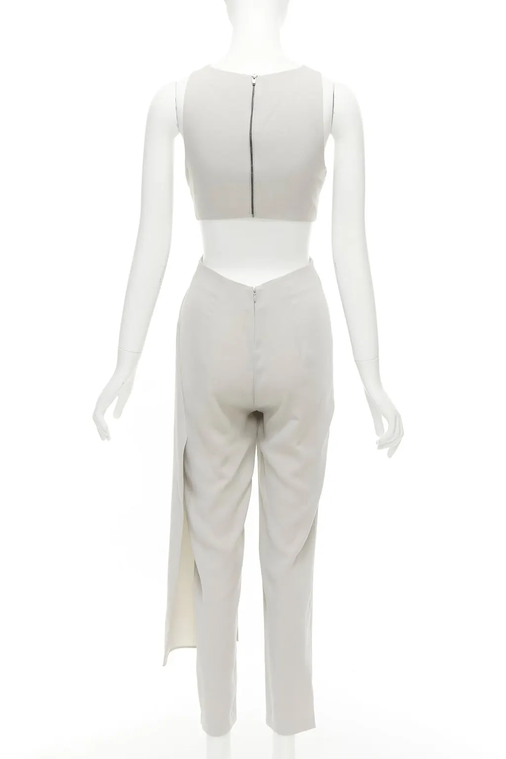 Halston Heritage Grey Drape Jumpsuit Grey Polyester Very good - Box View