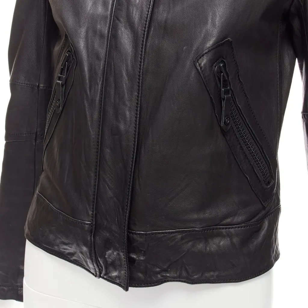 Atsuro Tayama Collar Biker Jacket Black Leather Good - Back View