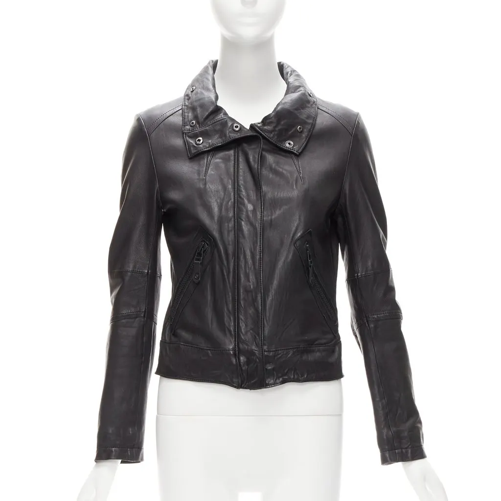 Atsuro Tayama Collar Biker Jacket Black Leather Good - Inside View