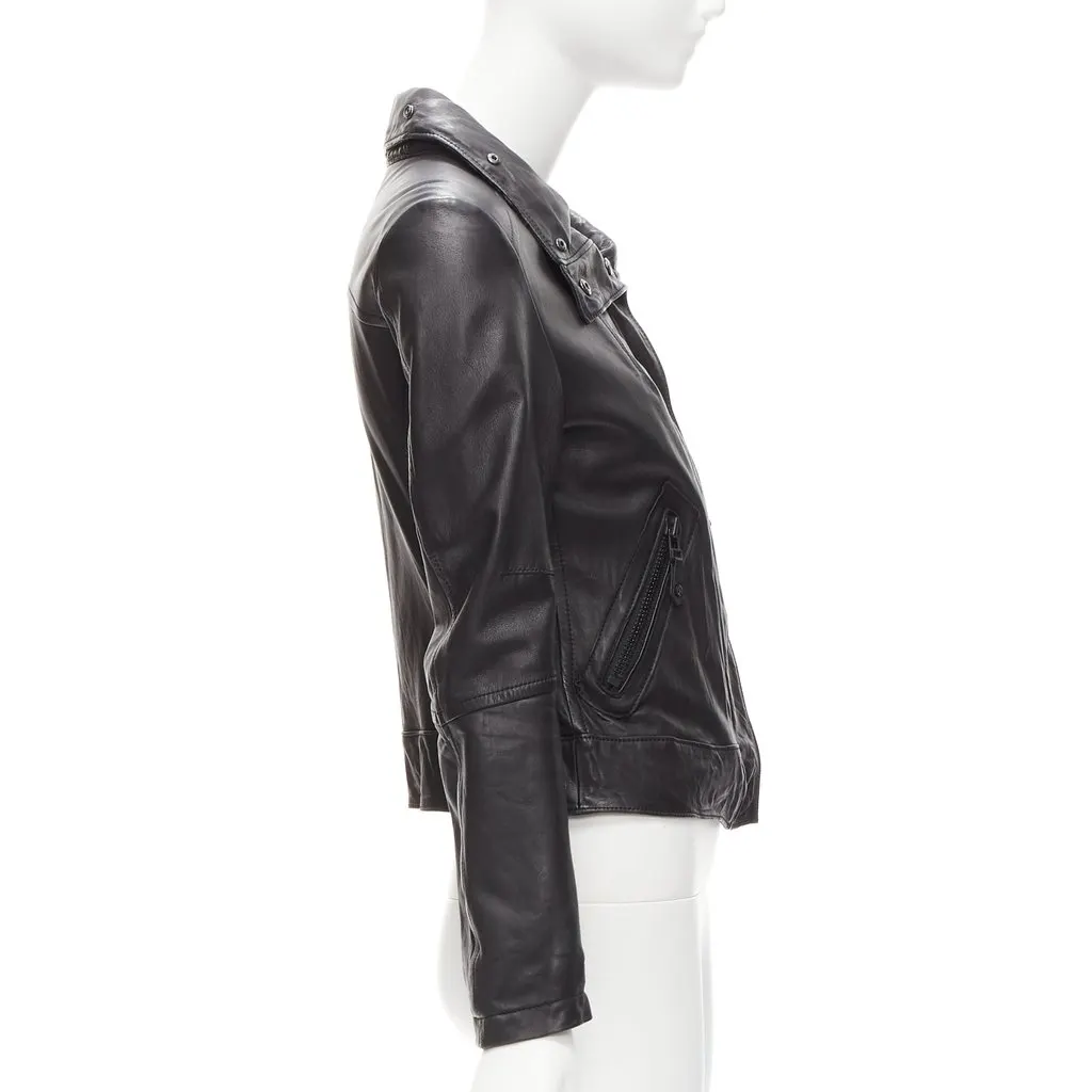 Atsuro Tayama Collar Biker Jacket Black Leather Good - Box View