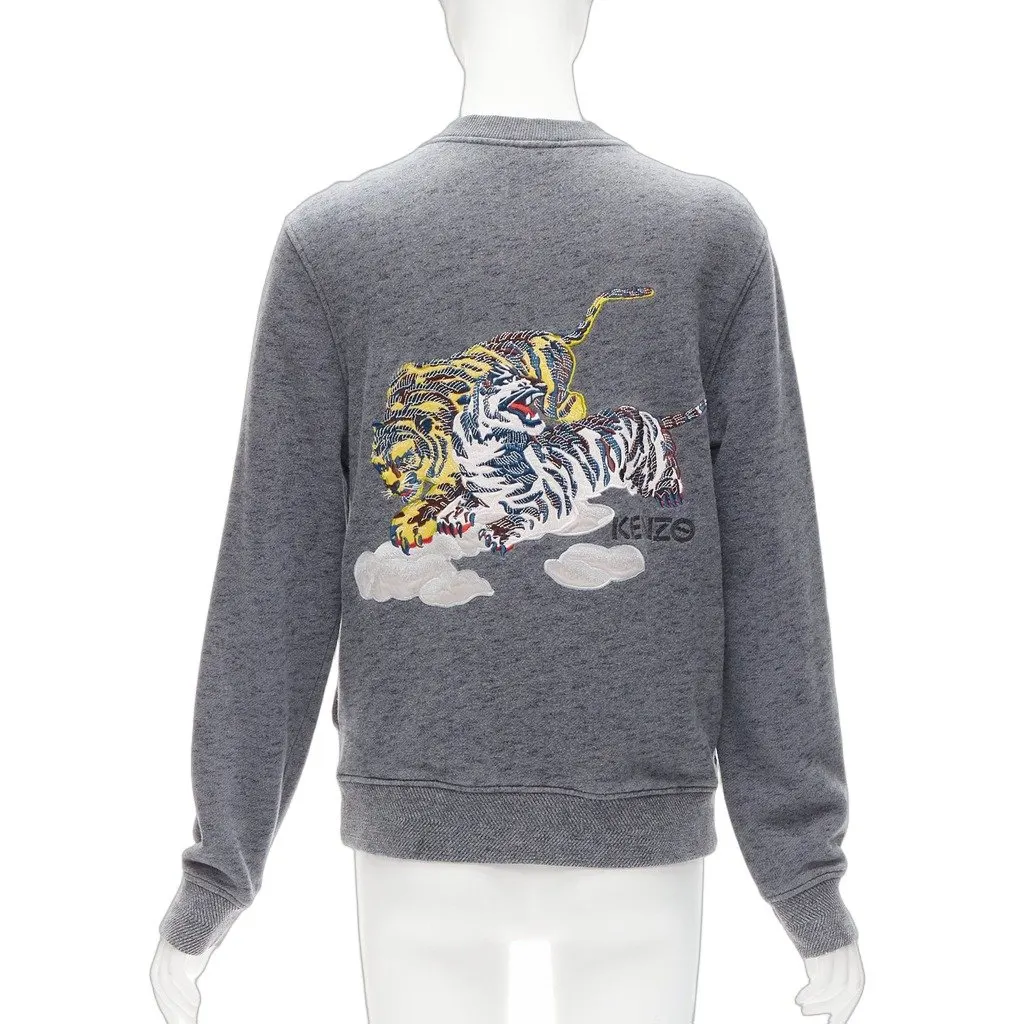 Kenzo Tiger Bomber Jacket Grey Cotton Very good - Front View