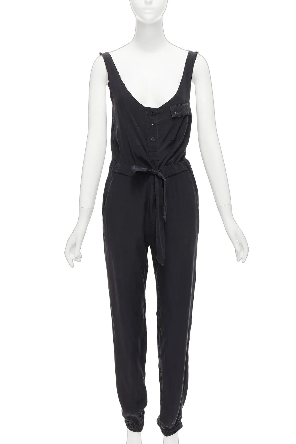 Rag & Bone Charcoal Silk Jumpsuit Grey Silk Never worn - Front View