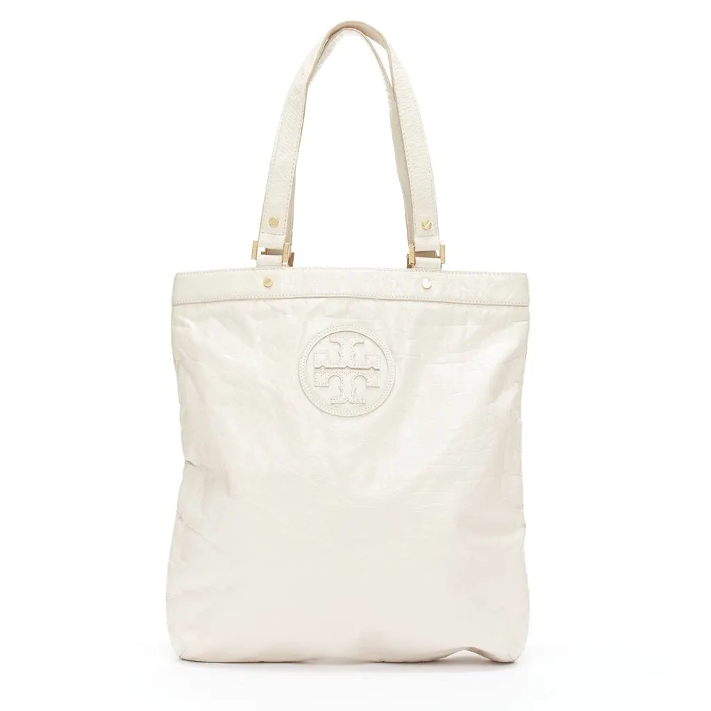 Tory Burch Oversized Zip Clutch White Leather Very good - Front View