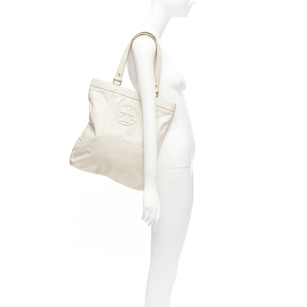 Tory Burch Oversized Zip Clutch White Leather Very good - Back View
